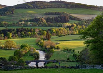 View across Tweeddale, from Manor Sware, Peebles, Scotland.